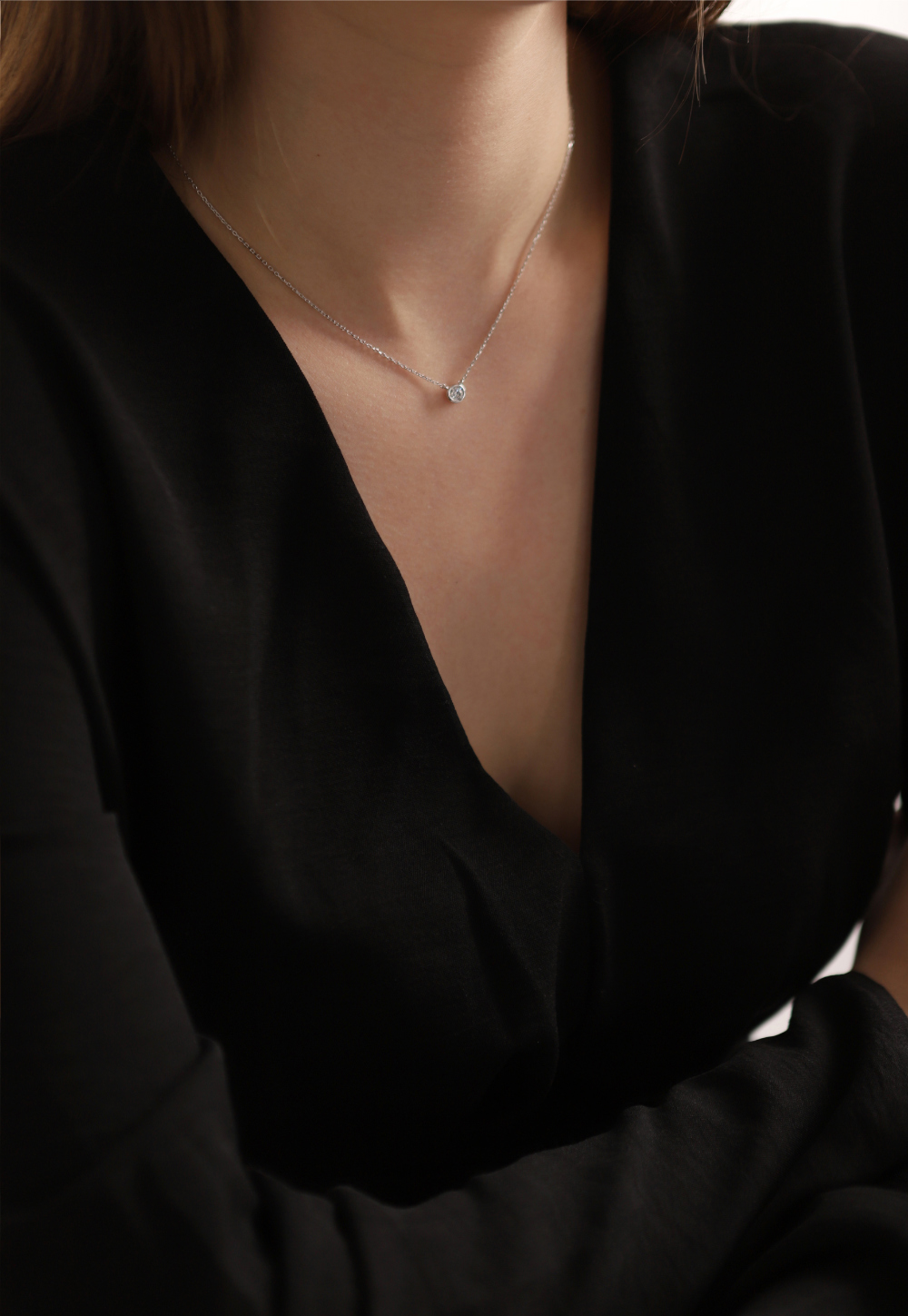 [Celeb Pick] Silver925 Moissanite 0.3ct Necklace PS105N Detail Cut