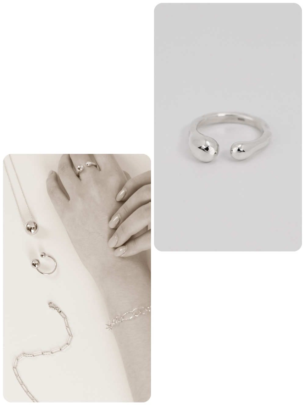 [Celeb Pick] Silver925 Hand Crafted Wave Open Ring PS112R Detail Cut