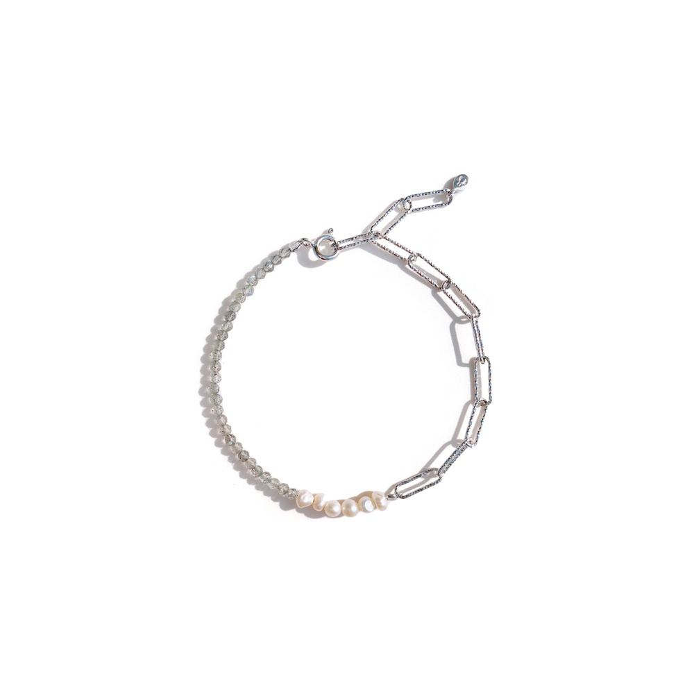 OZEL Silver925 Labradorite Fresh Water Pearl Bracelet PS113B Main Photography