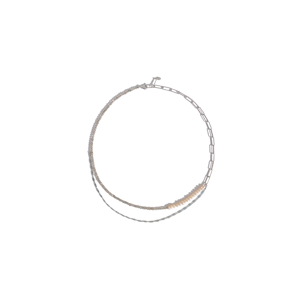 OZEL Silver925 Labradorite Fresh Water Pearl Necklace PS113N Main Photography