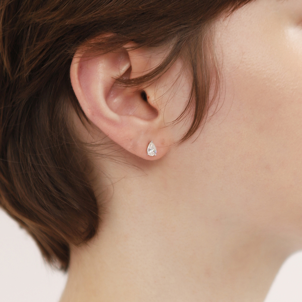 [Celeb Pick] Silver925 Moissanite 0.5ct Pear Cut Earrings PS115E Detail Cut