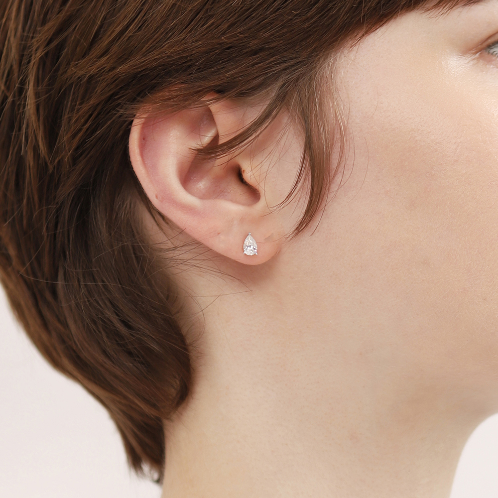 [Celeb Pick] Silver925 Moissanite 0.5ct Pear Cut Earrings PS115E Detail Cut