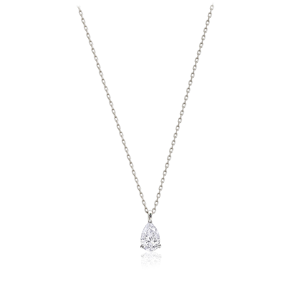 OZEL Silver925 Moissanite 0.5ct Pear Cut Necklace PS115N Main Photography