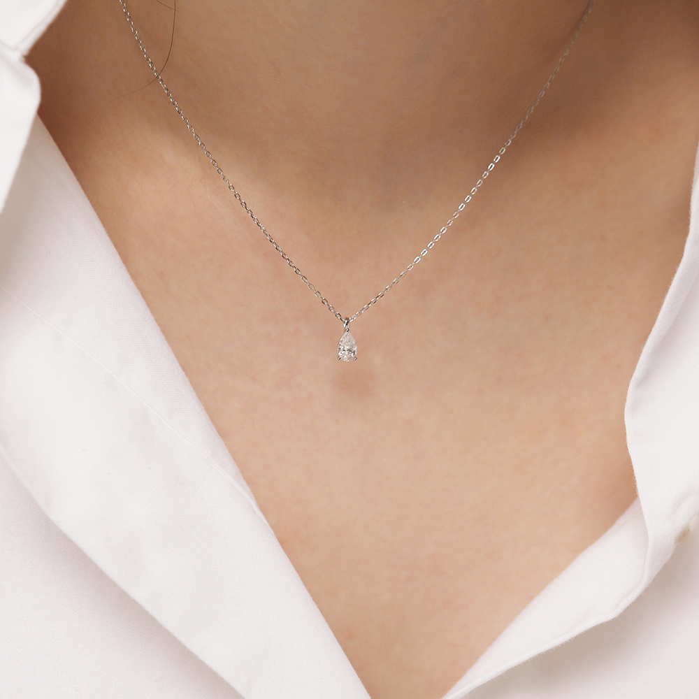 Silver925 Moissanite 0.5ct Pear Cut Necklace PS115N Detail Cut