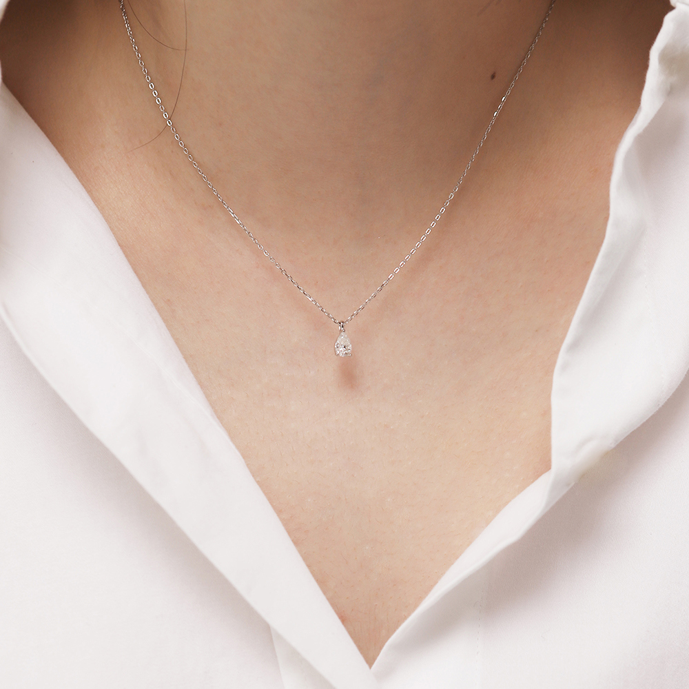 Silver925 Moissanite 0.5ct Pear Cut Necklace PS115N Detail Cut
