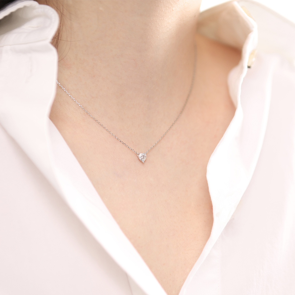 [Celeb Pick] Silver925 Moissanite 0.5ct Heart Shape Cut Necklace PS116N Detail Cut