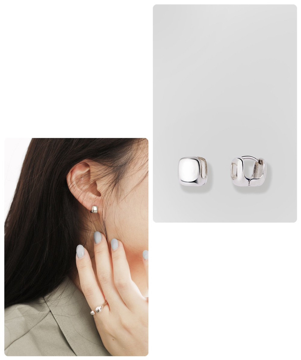 [Celeb Pick] Silver925 Square Earrings PS117E Detail Cut
