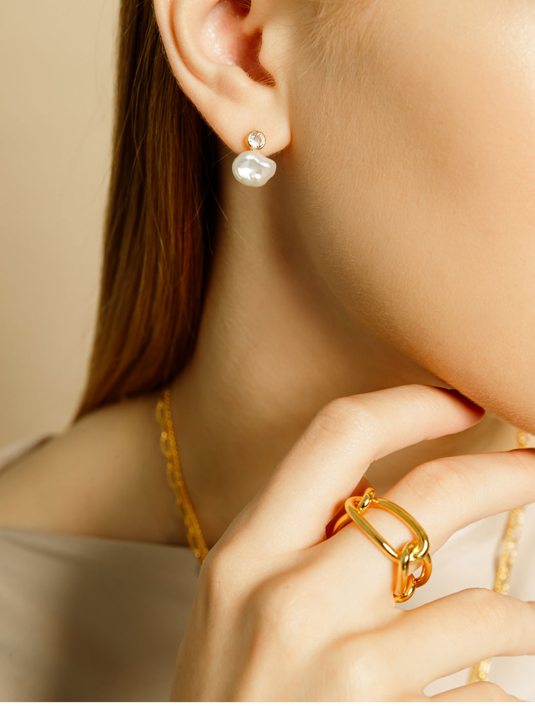 OZEL Silver925 Amande Silver Earrings PS123E Main Photography