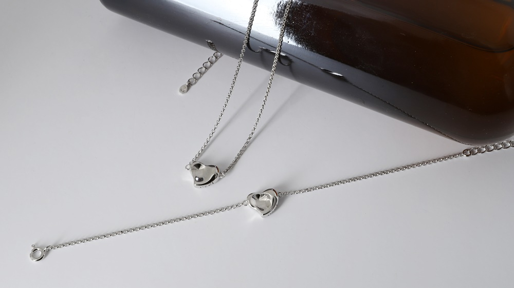 Silver925 Lovely Heart Pendant Bracelet PS137B Detail Cut