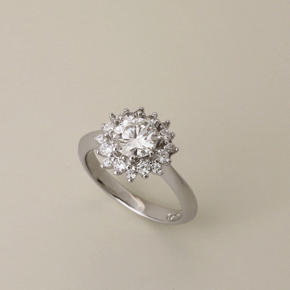 [Custom] Silver925 Moissanite 1ct Halo Setting Ring PS150R Detail Cut