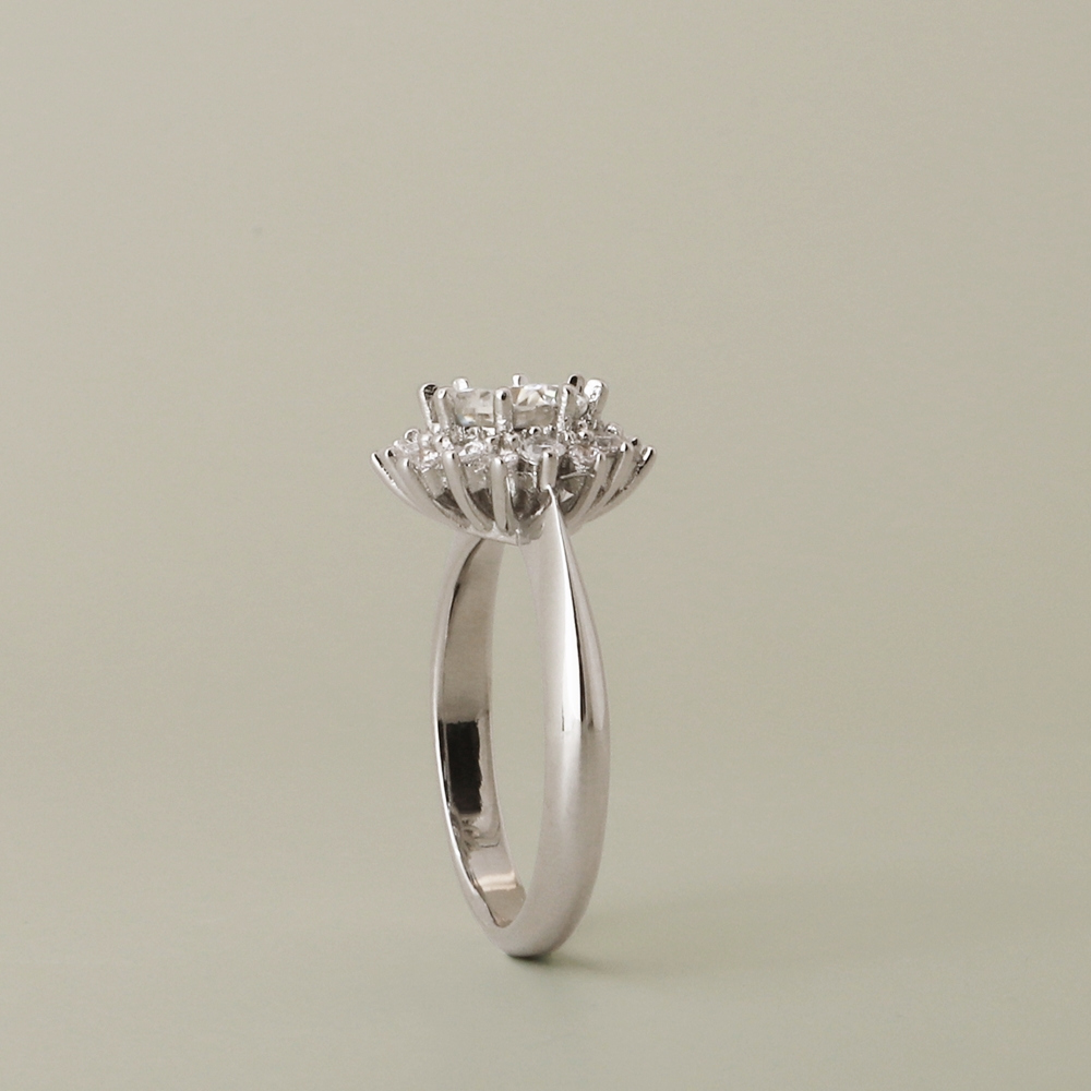 [Custom] Silver925 Moissanite 1ct Halo Setting Ring PS150R Detail Cut