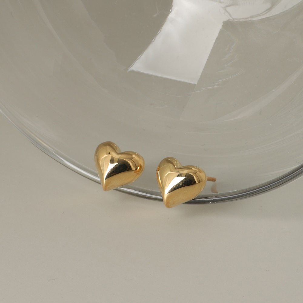 Silver925 Romantic Heart Stud Earrings PS151E Detail Cut