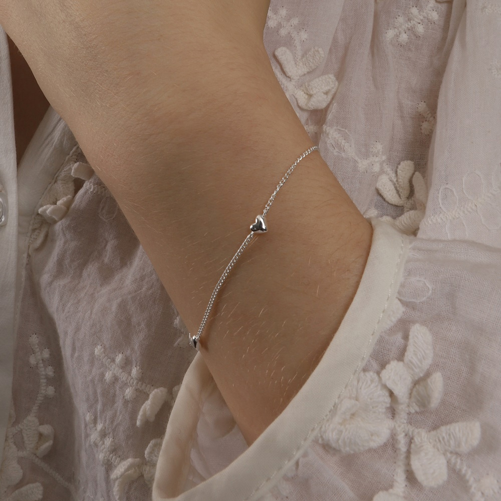 Silver925 Romantic Mini Dot Heart Bracelet PS152B Detail Cut