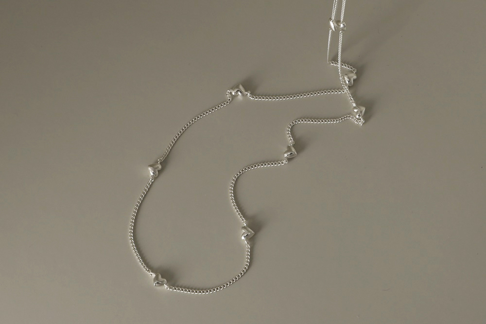 OZEL Silver925 Romantic Mini Dot Heart Necklace PS152N Main Photography