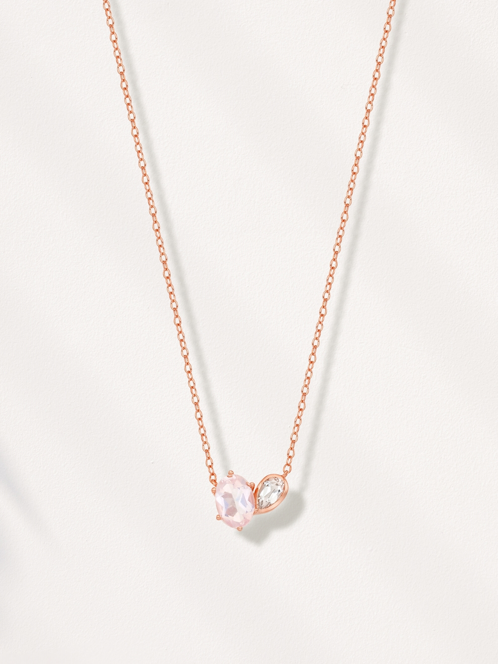 OZEL [Celeb Pick] Silver925 Rose Quartz & CZ Necklace PS153N Main Photography