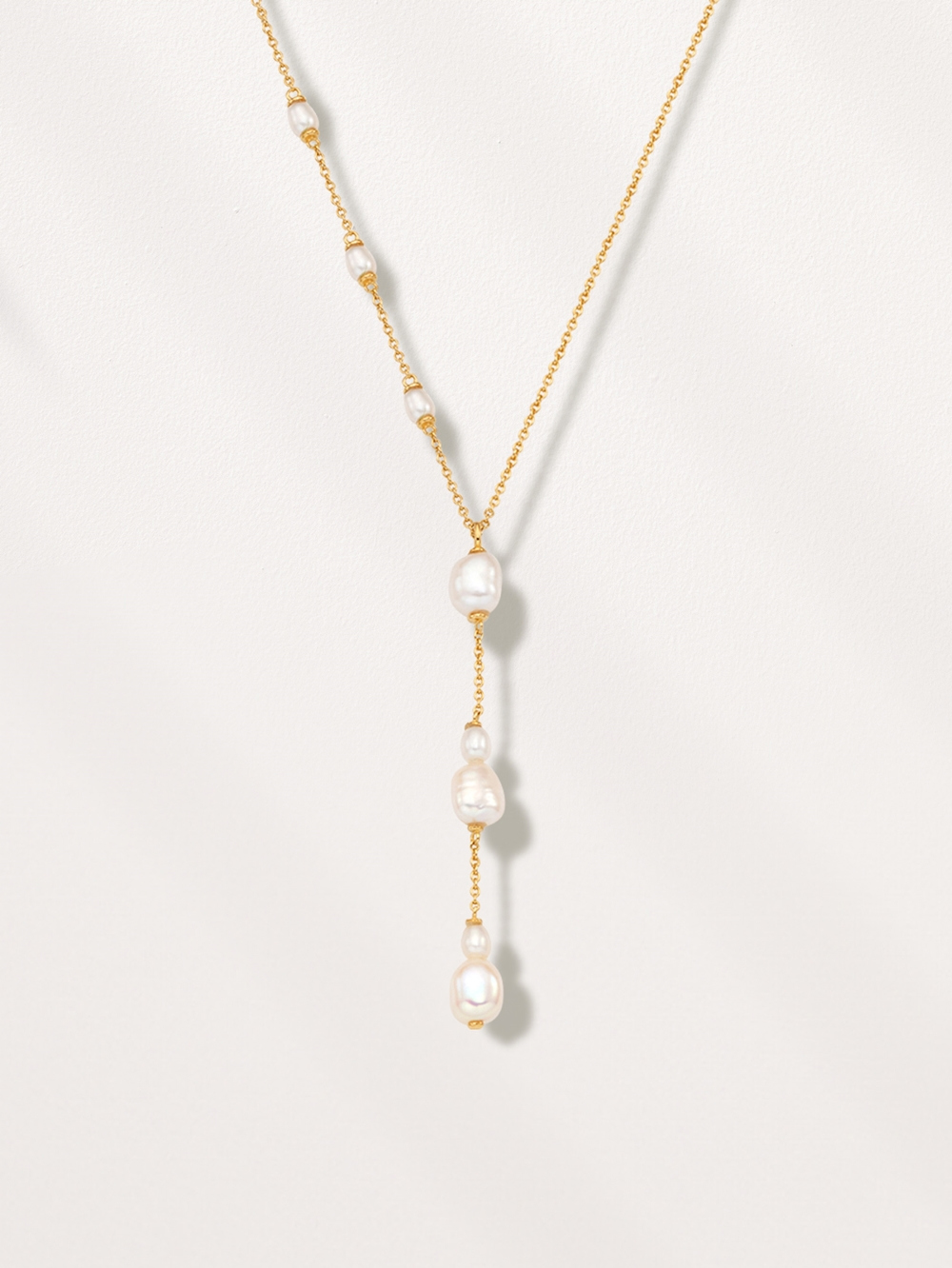 OZEL [Celeb Pick] Silver925 Dew Drop Fresh Water Pearl Station Y Drop Necklace PS155N Main Photography