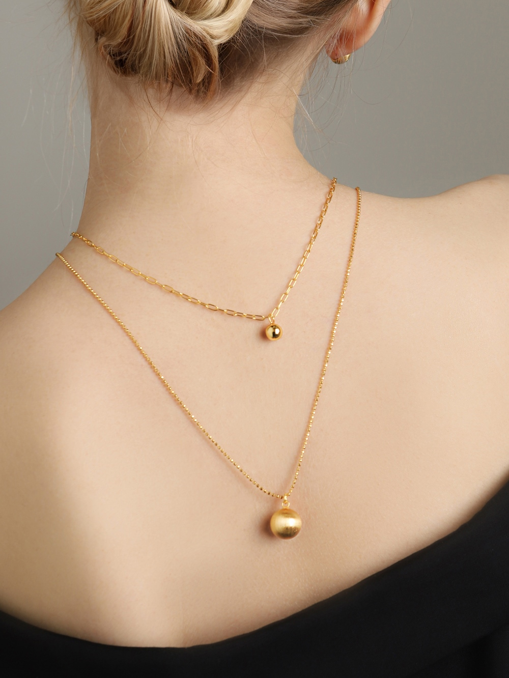 Silver925 Sandy Cutting Ball Long Necklace PS162N Detail Cut