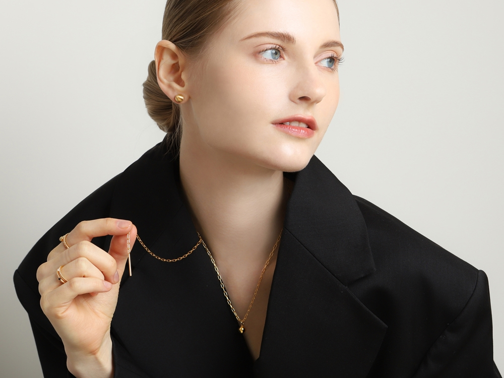 Silver925 Chain Bowling Long Necklace PS163N Detail Cut