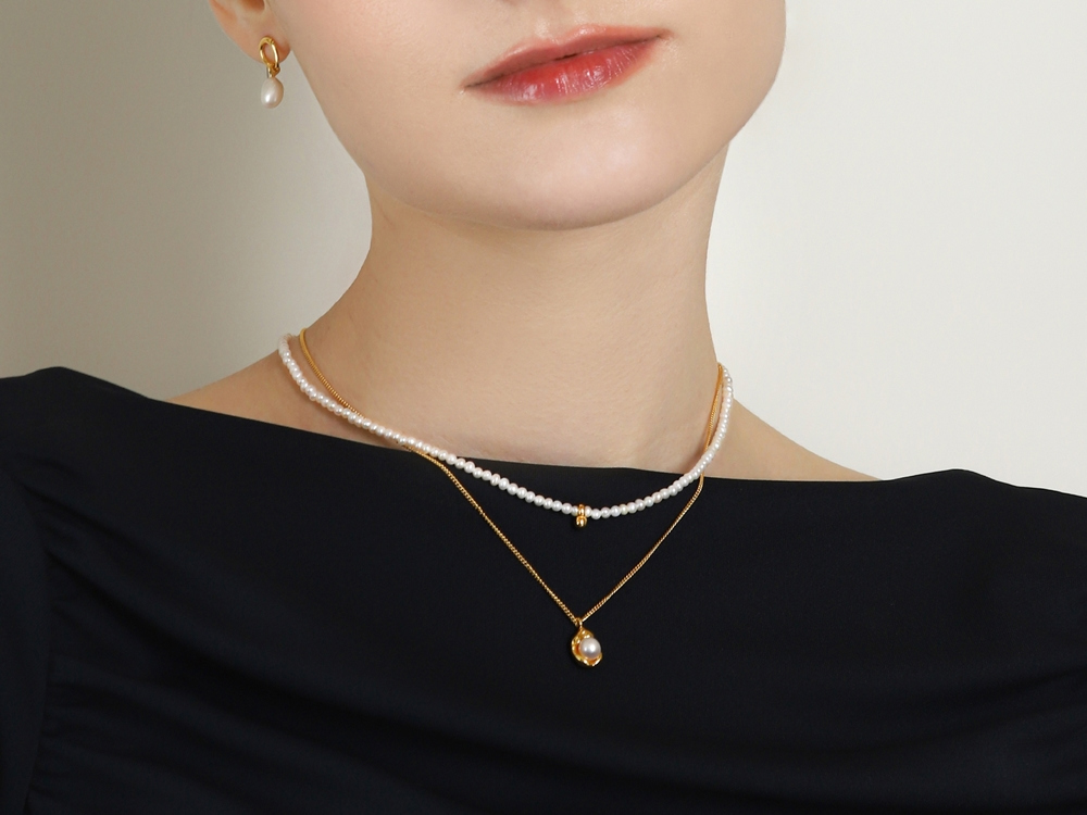 Silver925 Fresh Water Pearl Shell Pendant Necklace PS166N Detail Cut