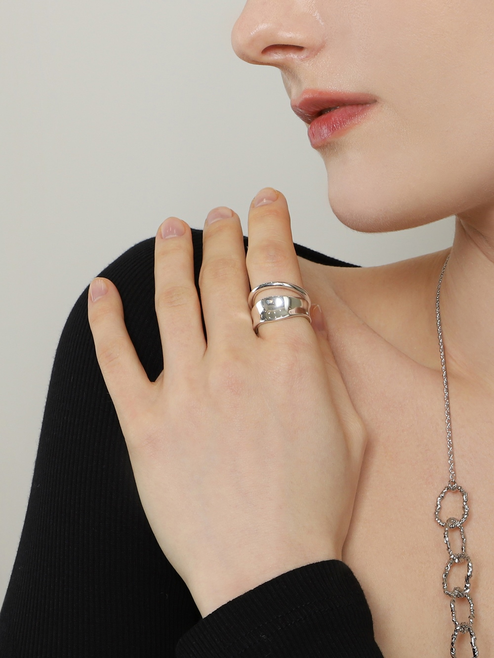 [Celeb Pick] Silver925 Cutout Wide Ring PS170R Detail Cut