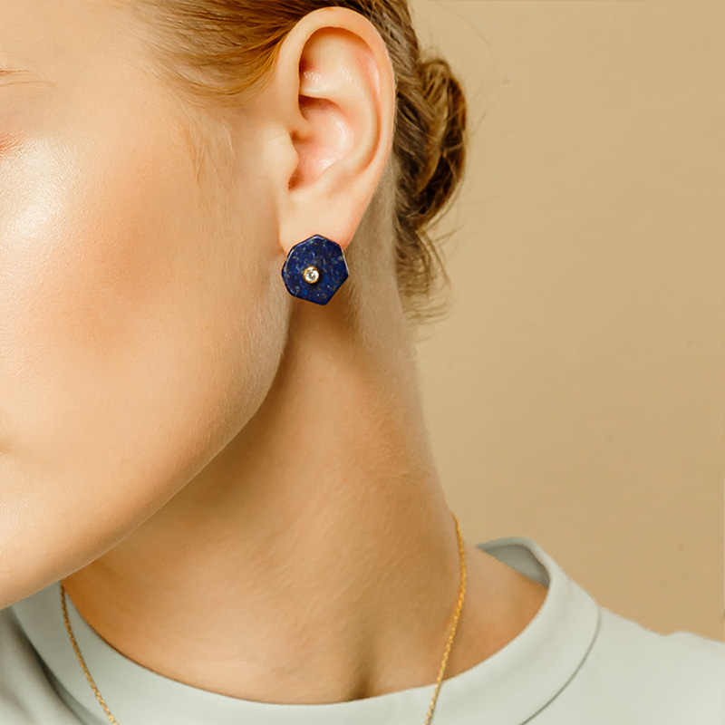 Silver925 Hexagon I Earrings PS087-1E