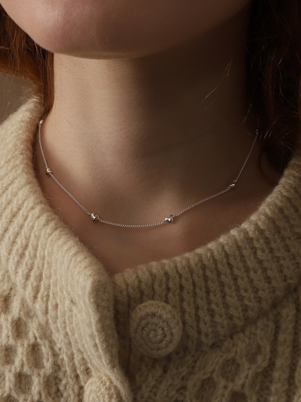 Silver925 Romantic Mini Dot Heart Necklace PS152N