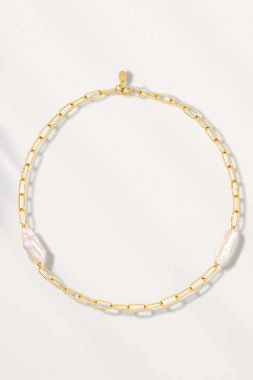Silver925 Link Chains Fresh Water Pearl Necklace PS156N