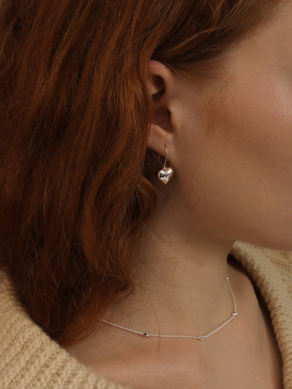 Silver925 Romantic Heart Fish Hook Earrings PS151-1E