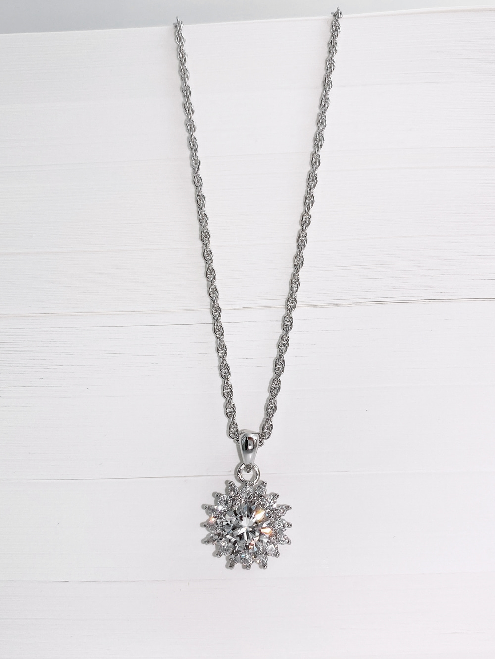 Silver925 Moissanite 1ct Halo Setting Necklace PS150N