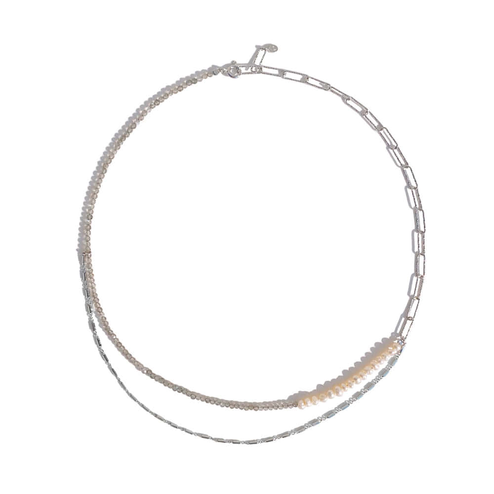 Silver925 Labradorite Fresh Water Pearl Necklace PS113N
