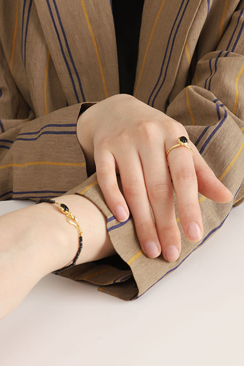 [Celeb Pick] Silver925 Black Stone Bracelet PS008B_BK_ONY