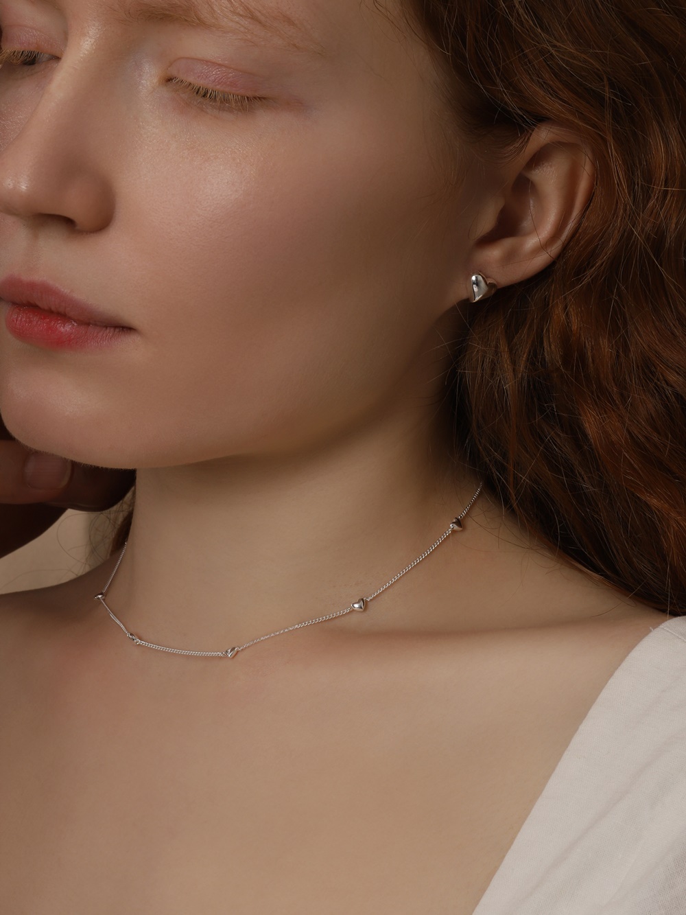 Silver925 Romantic Mini Dot Heart Necklace PS152N
