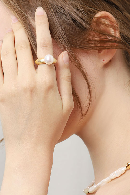 [Custom] Silver925 Fresh Water Pearl Dome Ring PS022-2R