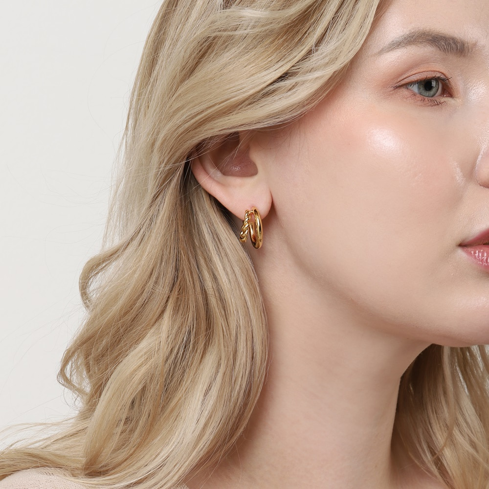 [Celeb Pick] Mixed Line Hoop Earrings PB107E