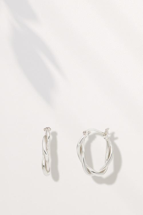 Silver925 Twisted Line Hoop Earrings ES054E