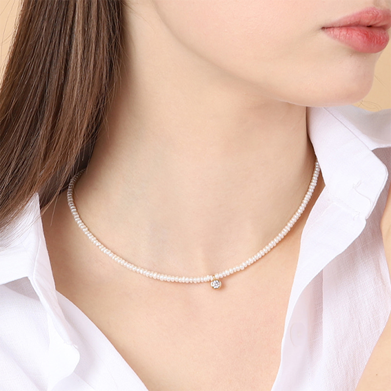 Silver925 Around º Fresh Water Pearl Necklace PS013N