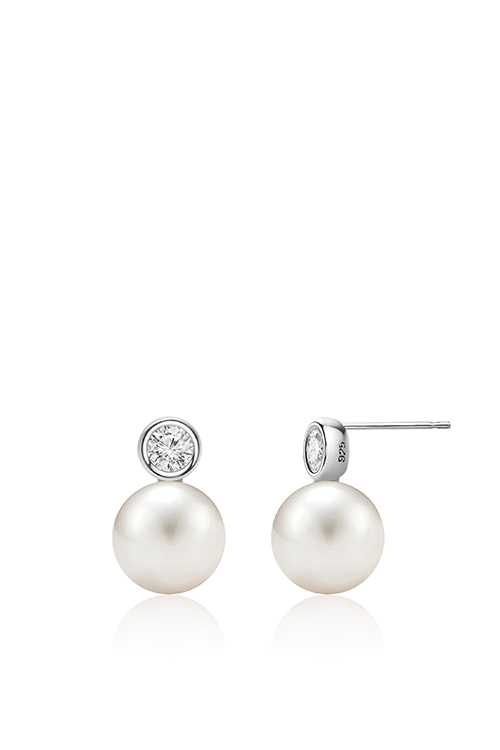 Silver925 Moissanite 0.3ct Swarovski Pearl 10mm Earrings PS119E