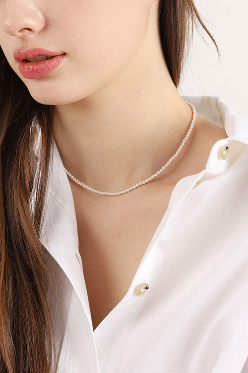 Silver925 SW Pearl Necklace 3mm PS083N