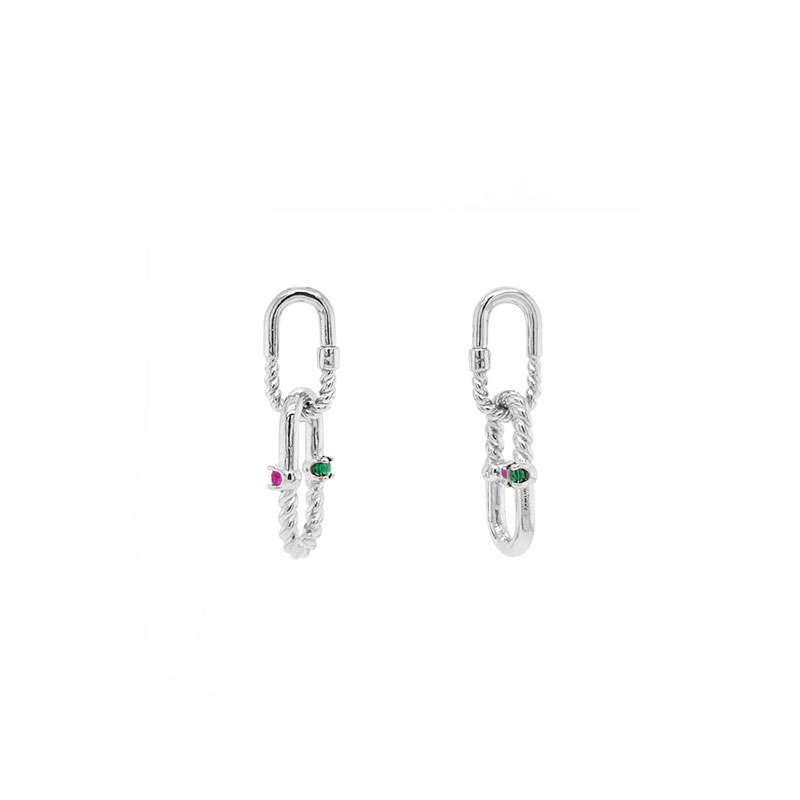 [Celeb Pick] Silver925 Ellipse Two-link Earrings PS019E