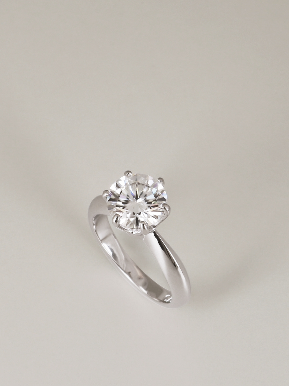 [Custom] Silver925 Moissanite 2ct 6 Prong Setting Ring PS092-1R