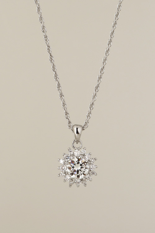 Silver925 Moissanite 1ct Halo Setting Necklace PS150N