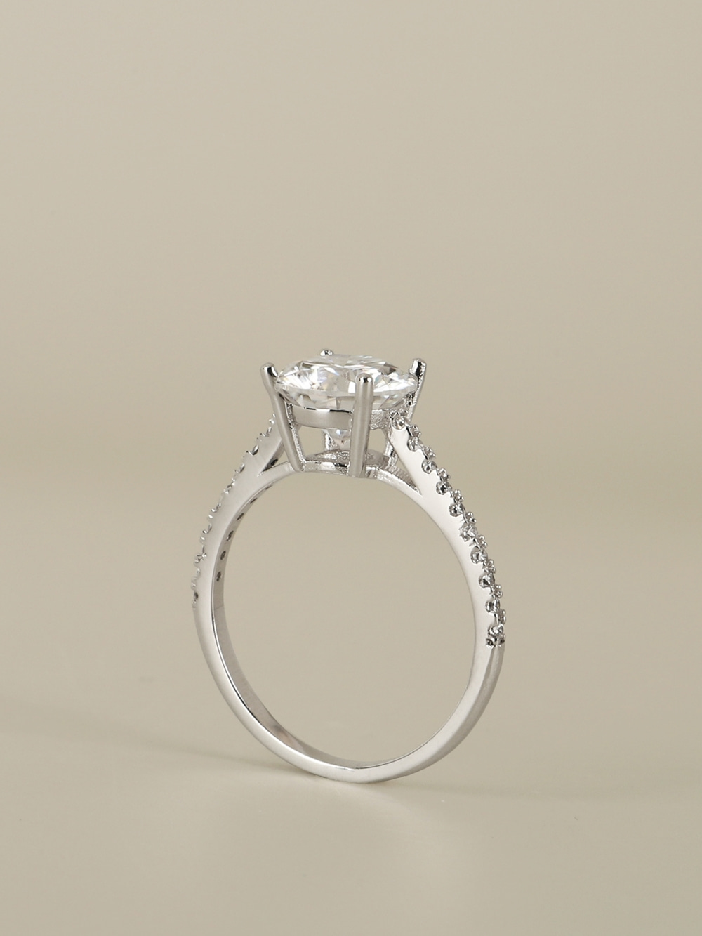 [Custom] Silver925 Moissanite 2ct 4 Prong & Pave Setting Ring PS092R