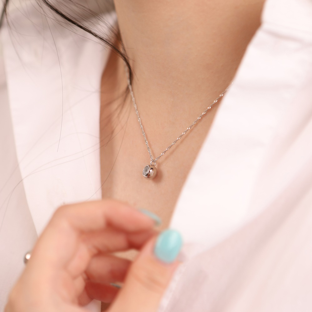 Drop Cubic Zirconia Ball Necklace PB112N