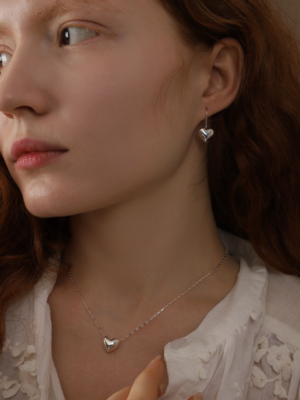 Silver925 Romantic Heart Fish Hook Earrings PS151-1E