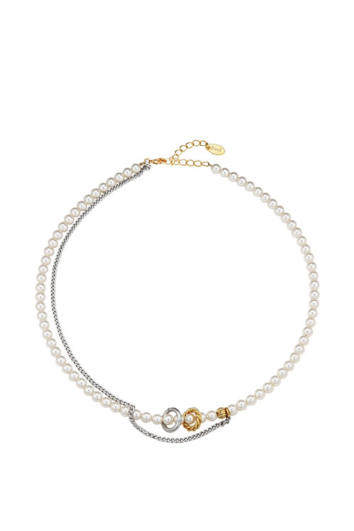 SW pearl Mix Chain combi Necklace PB060N