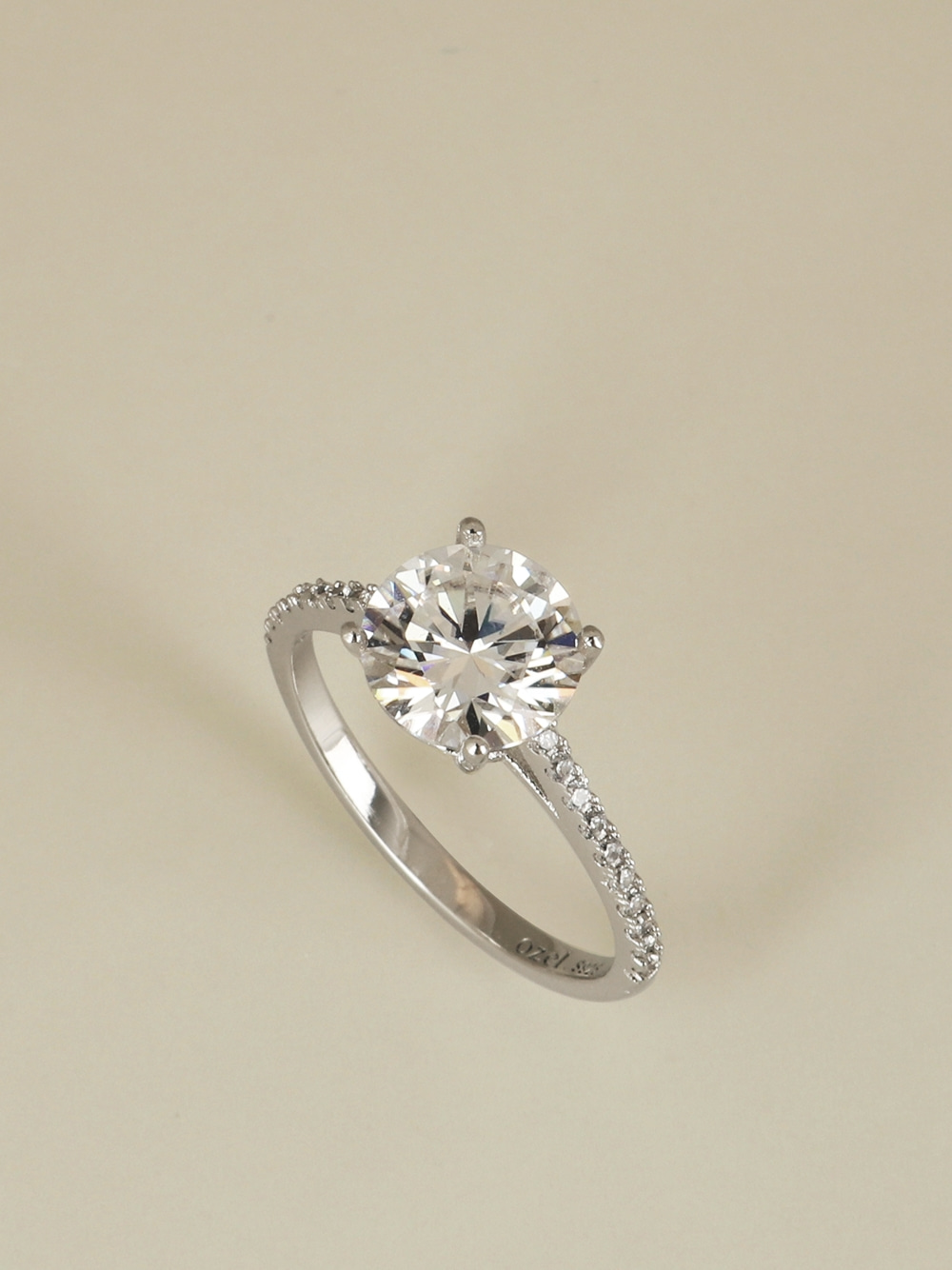 [Custom] Silver925 Moissanite 2ct 4 Prong & Pave Setting Ring PS092R