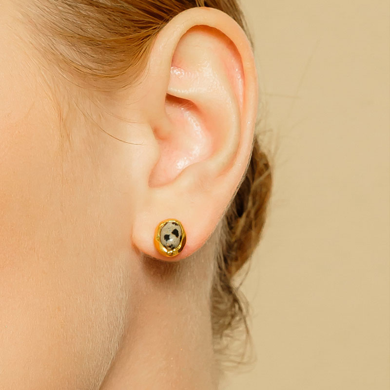 Silver925 Oval Stone Earrings PS015E