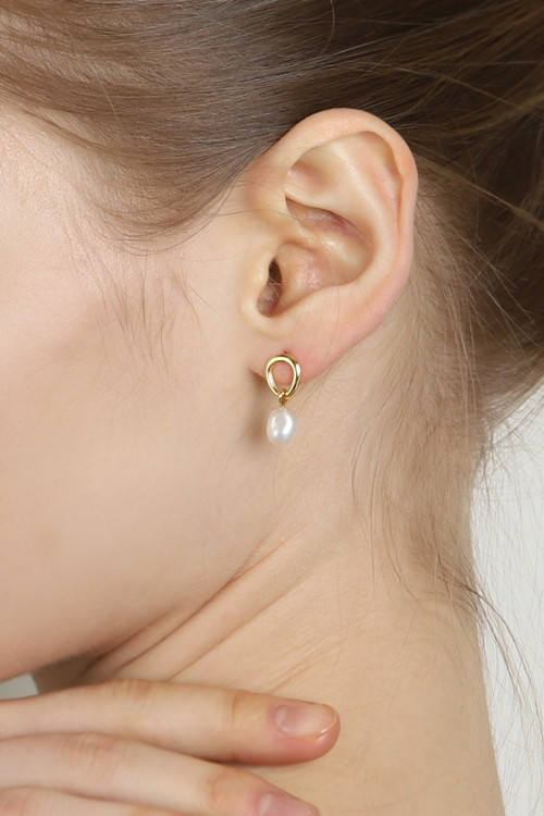 Silver925 Fresh Water Pearl Pebble Earrings PS165E
