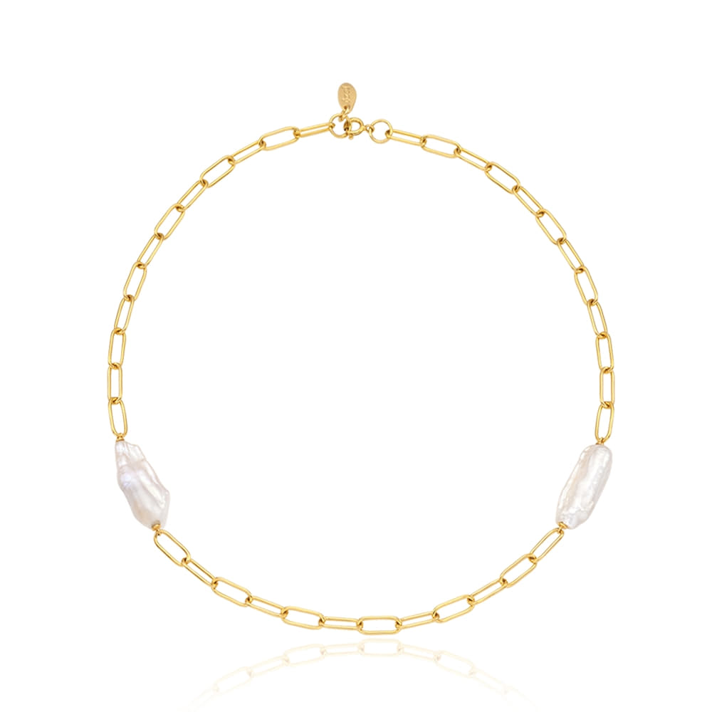 Silver925 Link Chains Fresh Water Pearl Necklace PS156N