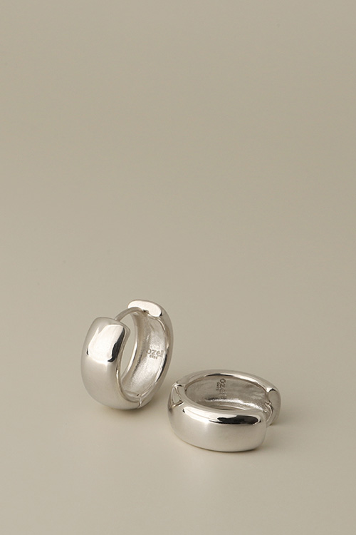 Silver925 Glossy Bold Ring Huggy Earrings PS097E